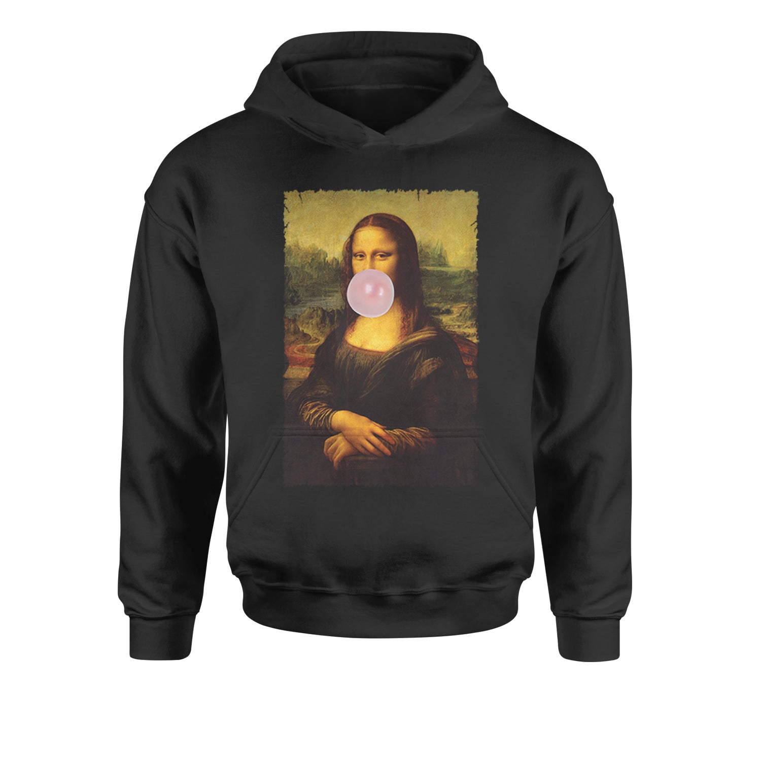 Mona Lisa Smile Pink Bubble Gum Da Vinci Icon Youth-Sized Hoodie Black