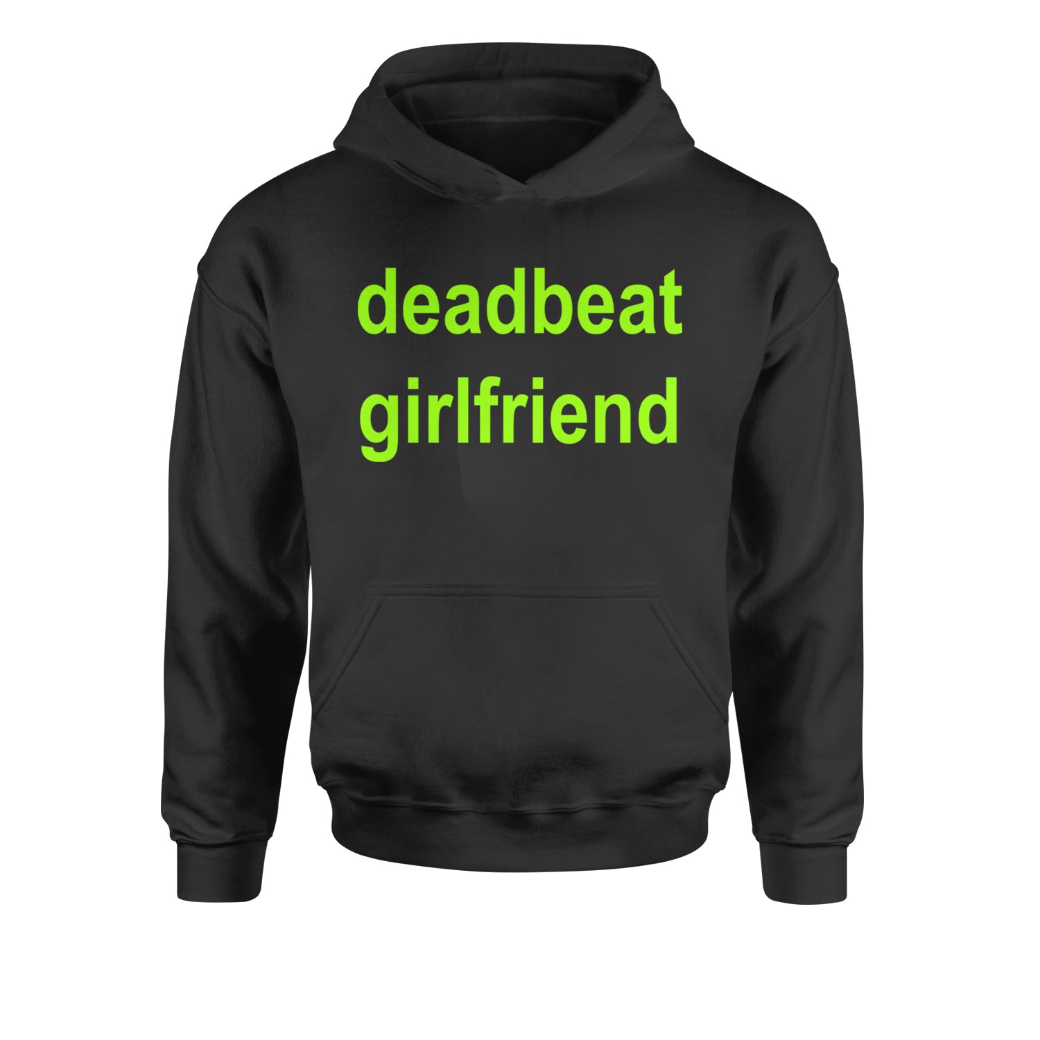 Deadbeat Girlfriend Y2K Slogan Youth-Sized Hoodie Black