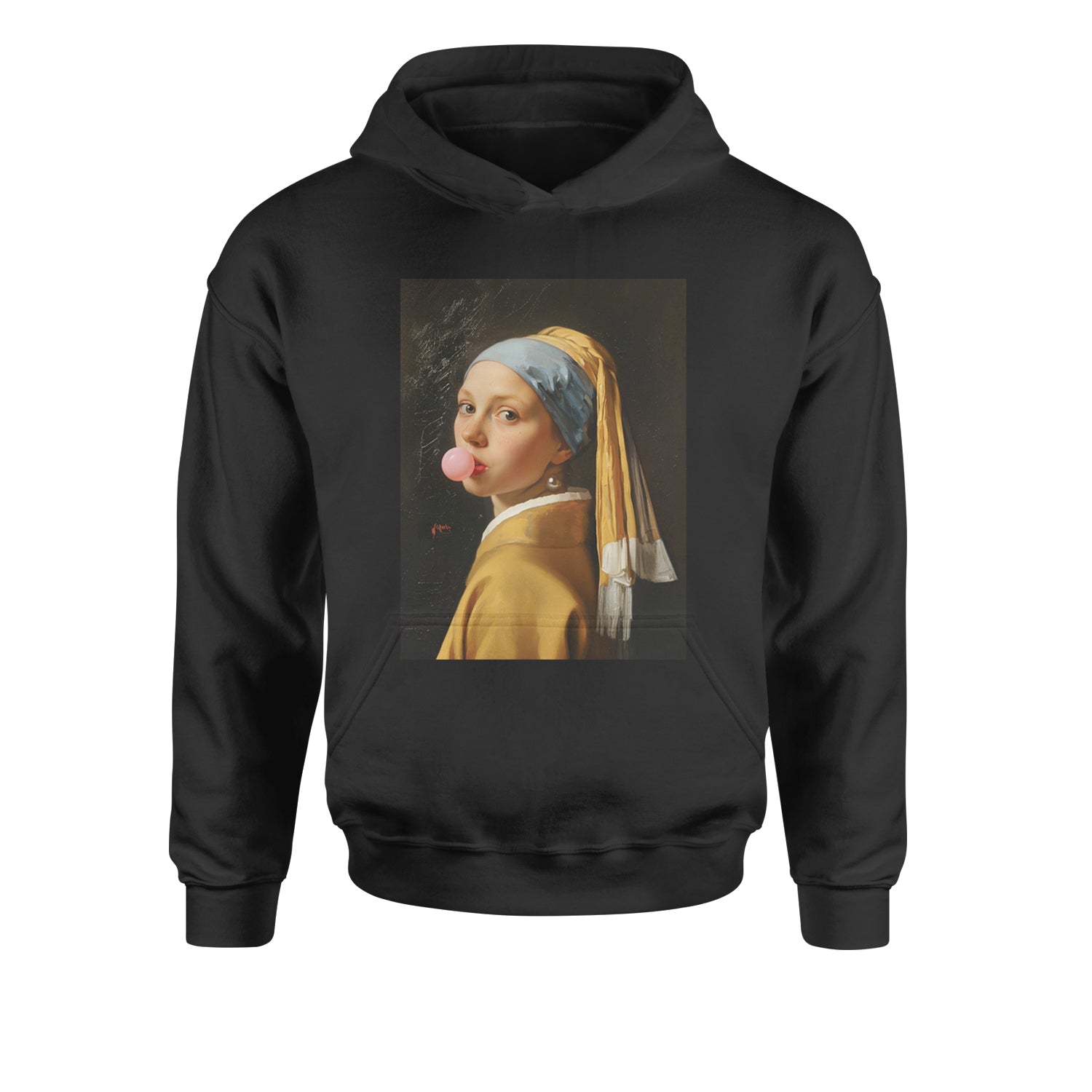 Girl with a Pearl Earring Bubble Gum Contemporary Art Youth-Sized Hoodie Tie-Dye Jelly Bean