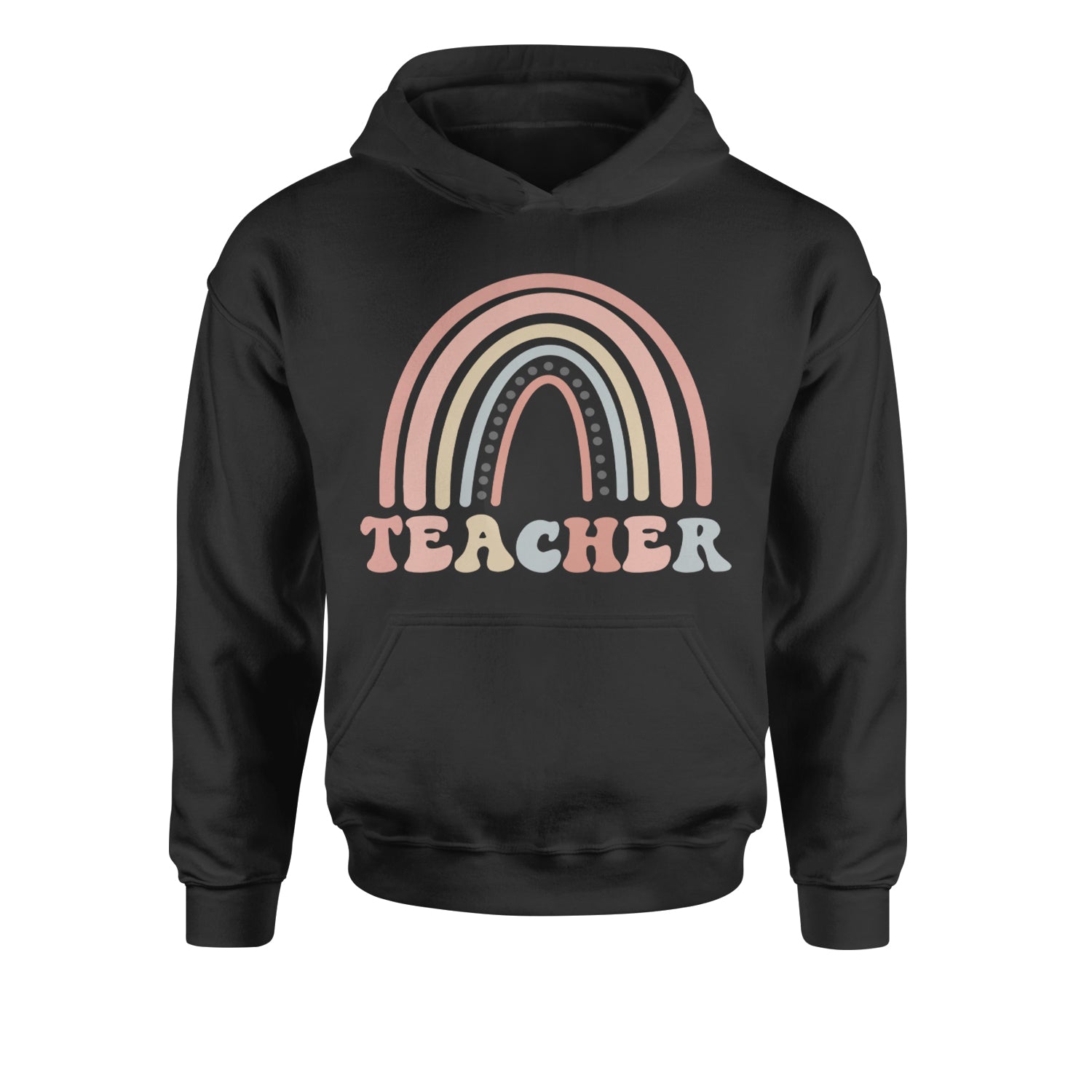 Teacher Pastel RainbowYouth-Sized Hoodie Charcoal Grey