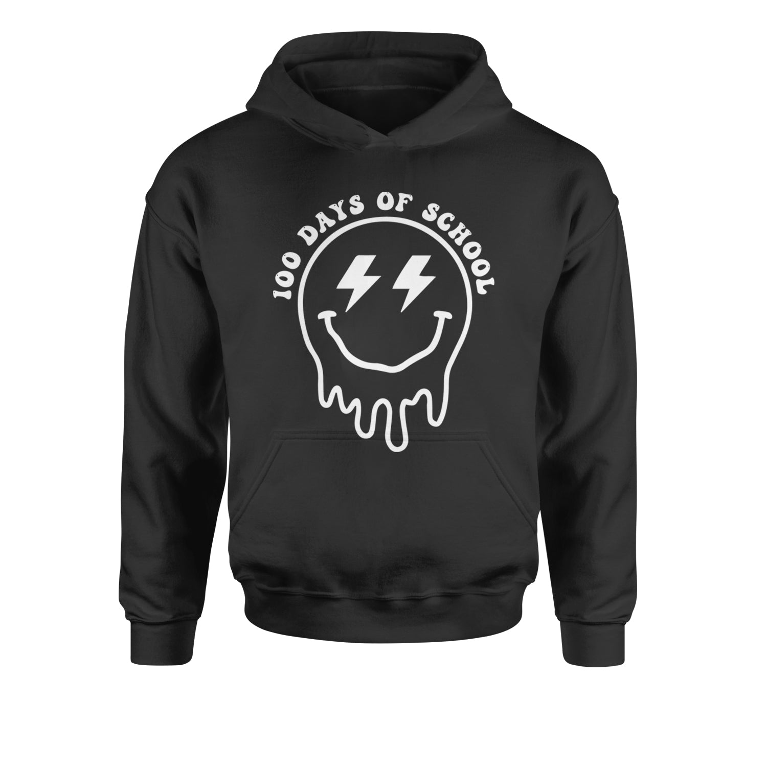 Melting Smile Face 100 Days Of School Youth-Sized Hoodie Black