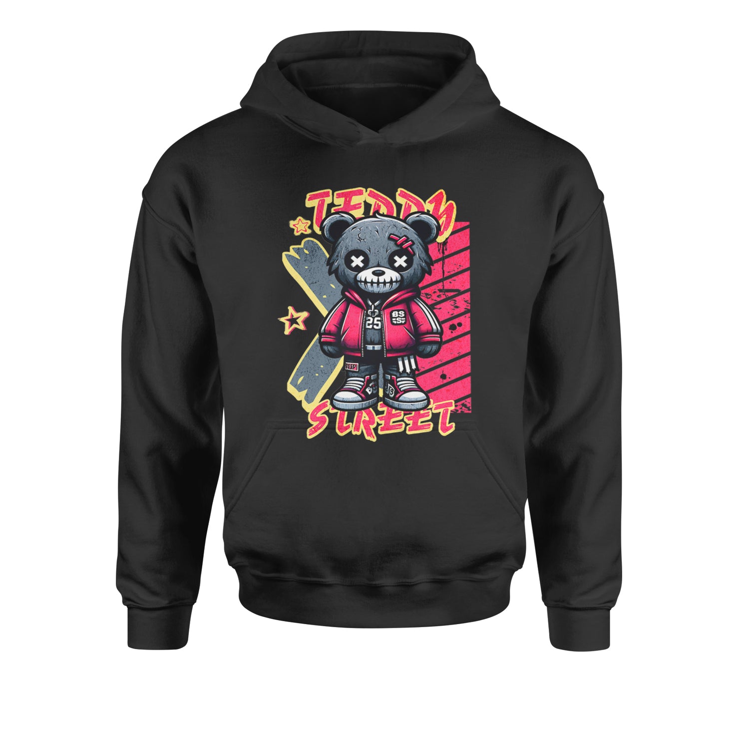 Teddy Attitude Urban Graffiti BearYouth-Sized Hoodie Black