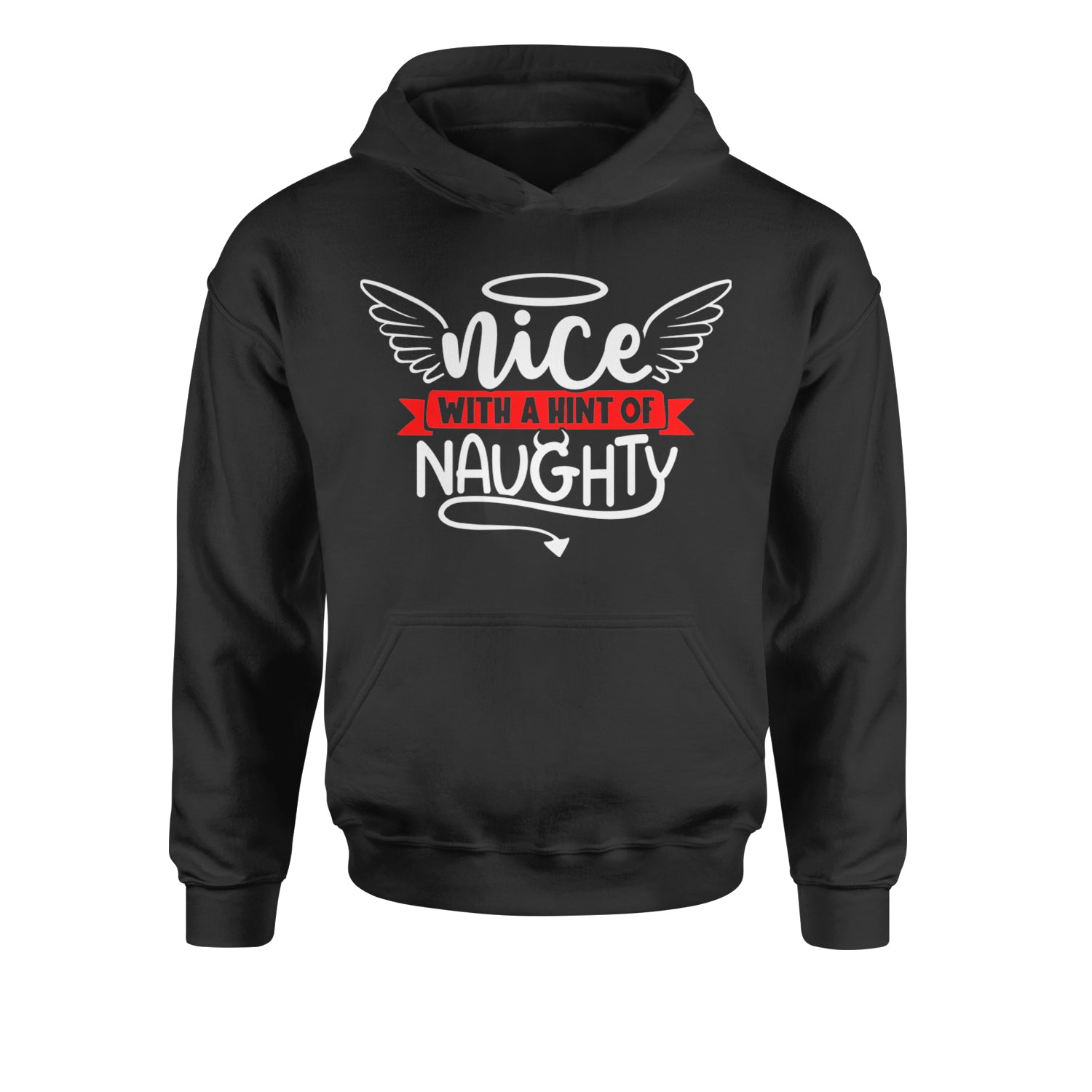 Nice with a Hint of Naughty Christmas Youth-Sized Hoodie Black