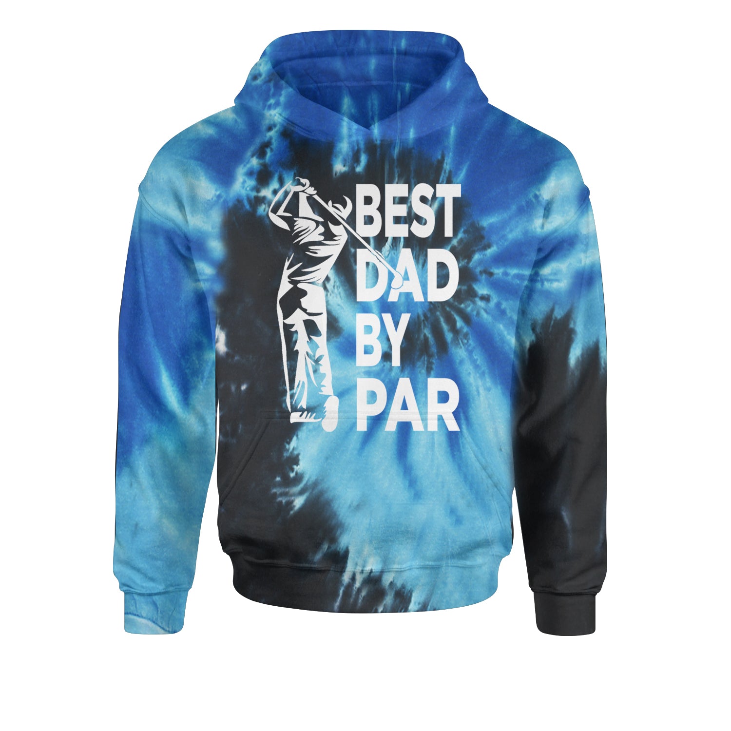 Best Dad By Par Golfing Gift For Father Youth-Sized Hoodie Tie-Dye Blue Ocean