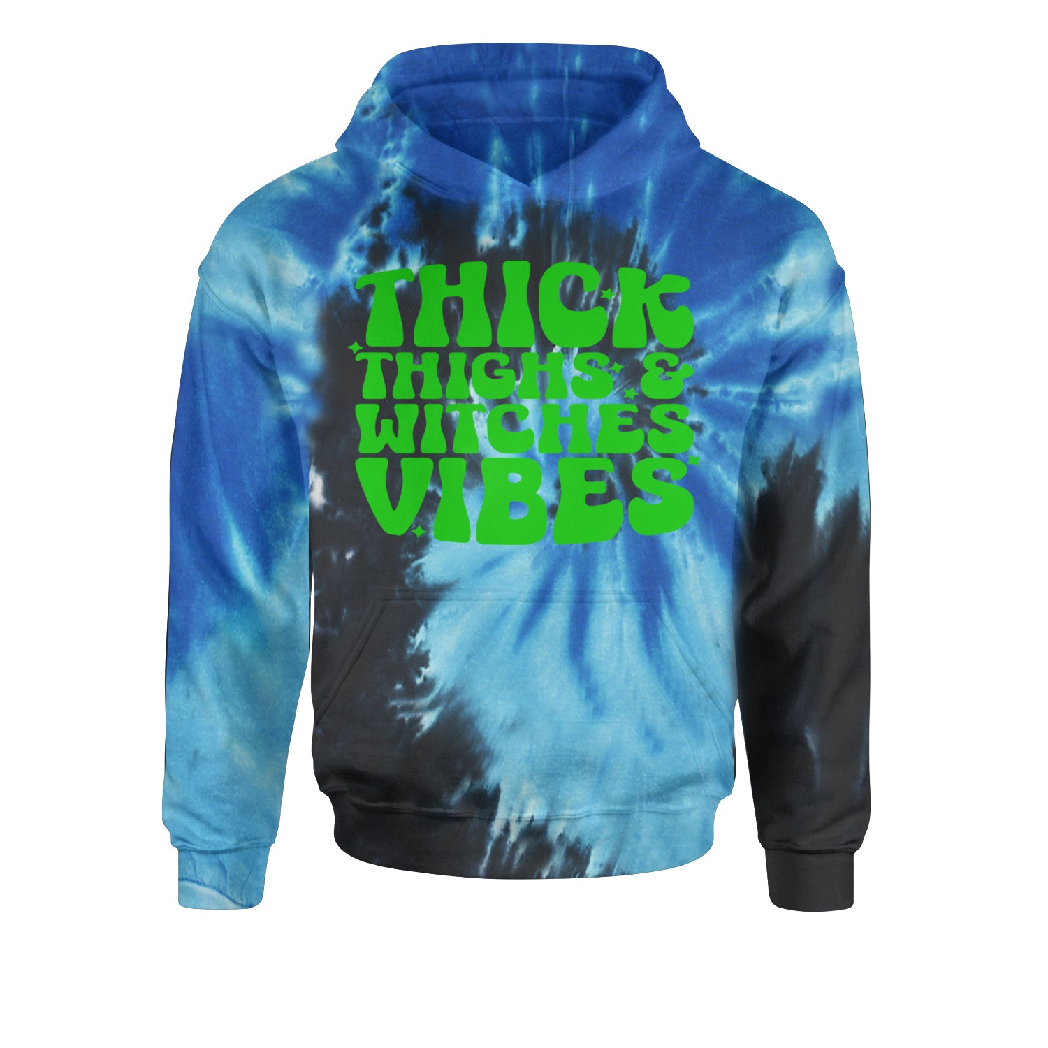 Thick Thighs And Witches Vibes Youth-Sized Hoodie Tie-Dye Blue Ocean