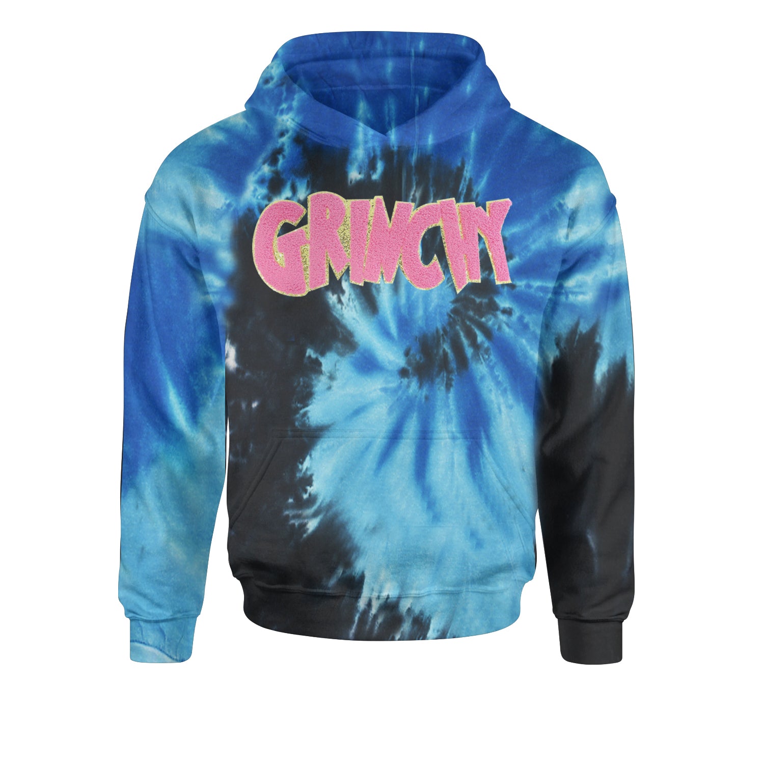 Pink Gr-nchy Chenille PatchYouth-Sized Hoodie Tie-Dye Blue Ocean