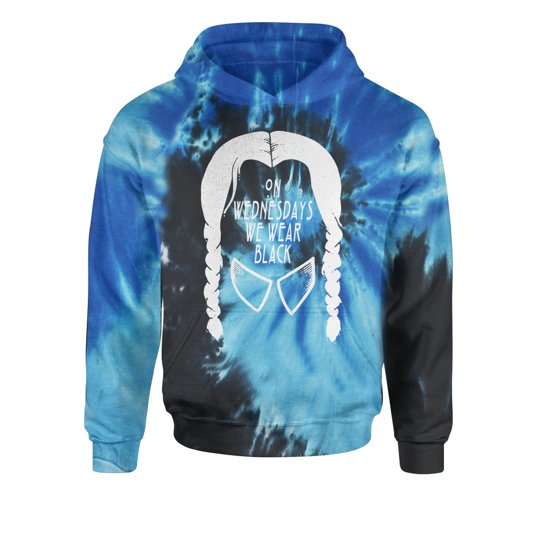 On Wednesdays, We Wear Black Youth-Sized Hoodie Tie-Dye Blue Ocean