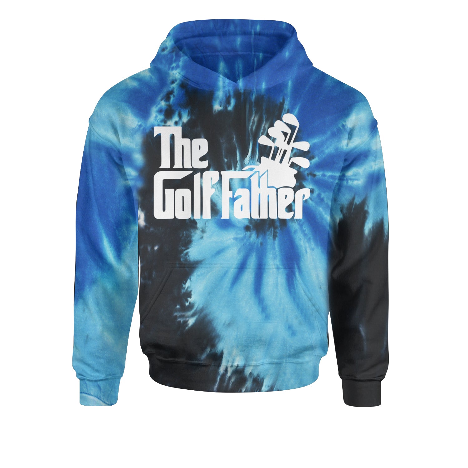 The Golf Father Golfing Dad  Youth-Sized Hoodie Tie-Dye Blue Ocean