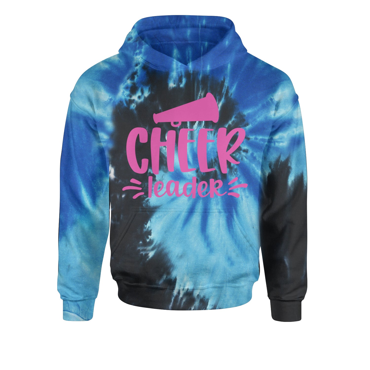 Cheerleader Bullhorn Youth-Sized Hoodie Tie-Dye Blue Ocean