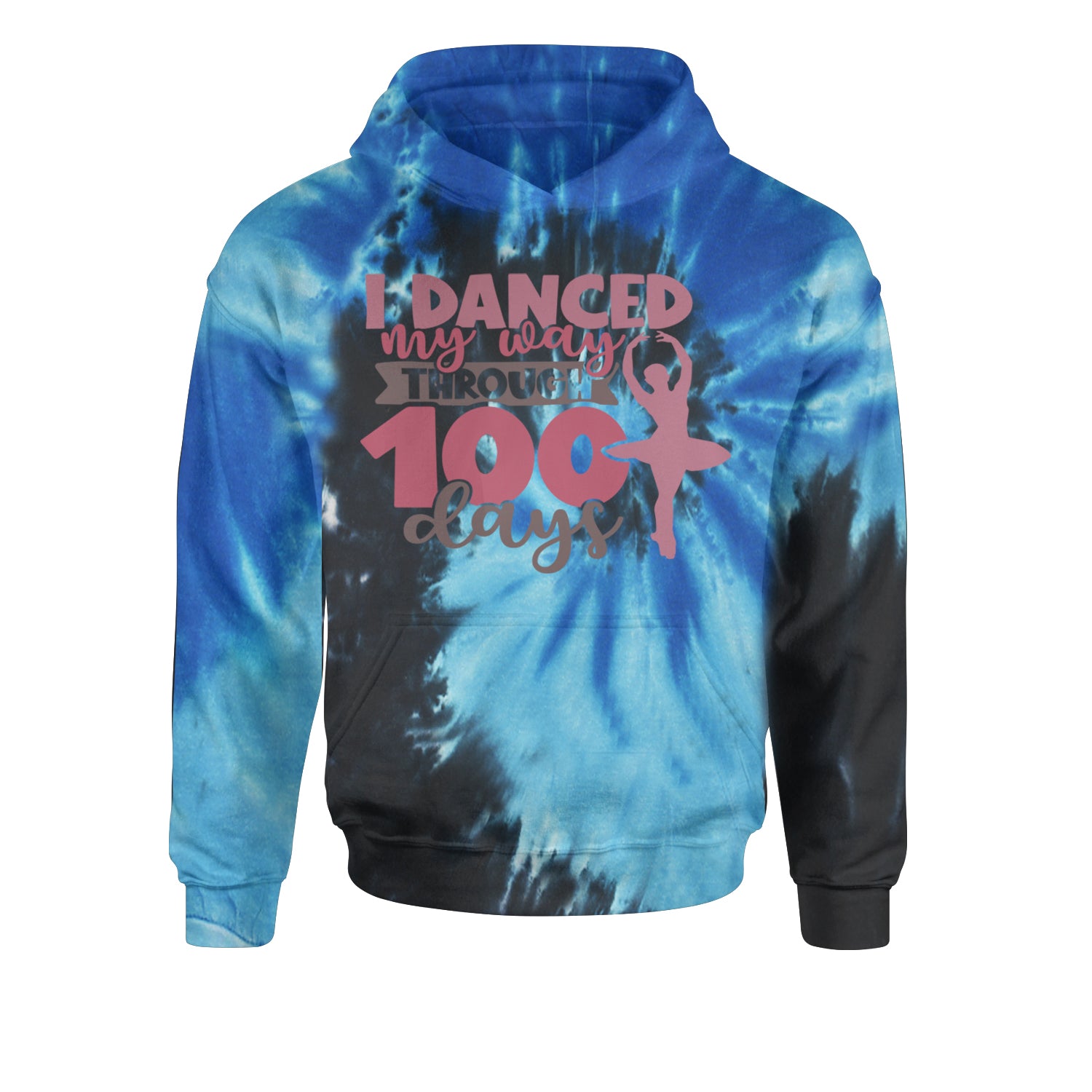 I Danced My Way Through 100 Days Of SchoolYouth-Sized Hoodie Tie-Dye Blue Ocean