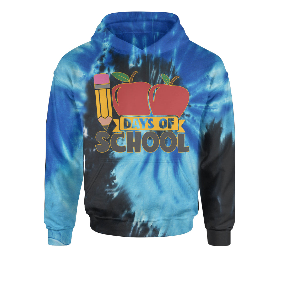 100 Days Of School Apple PencilYouth-Sized Hoodie Tie-Dye Blue Ocean