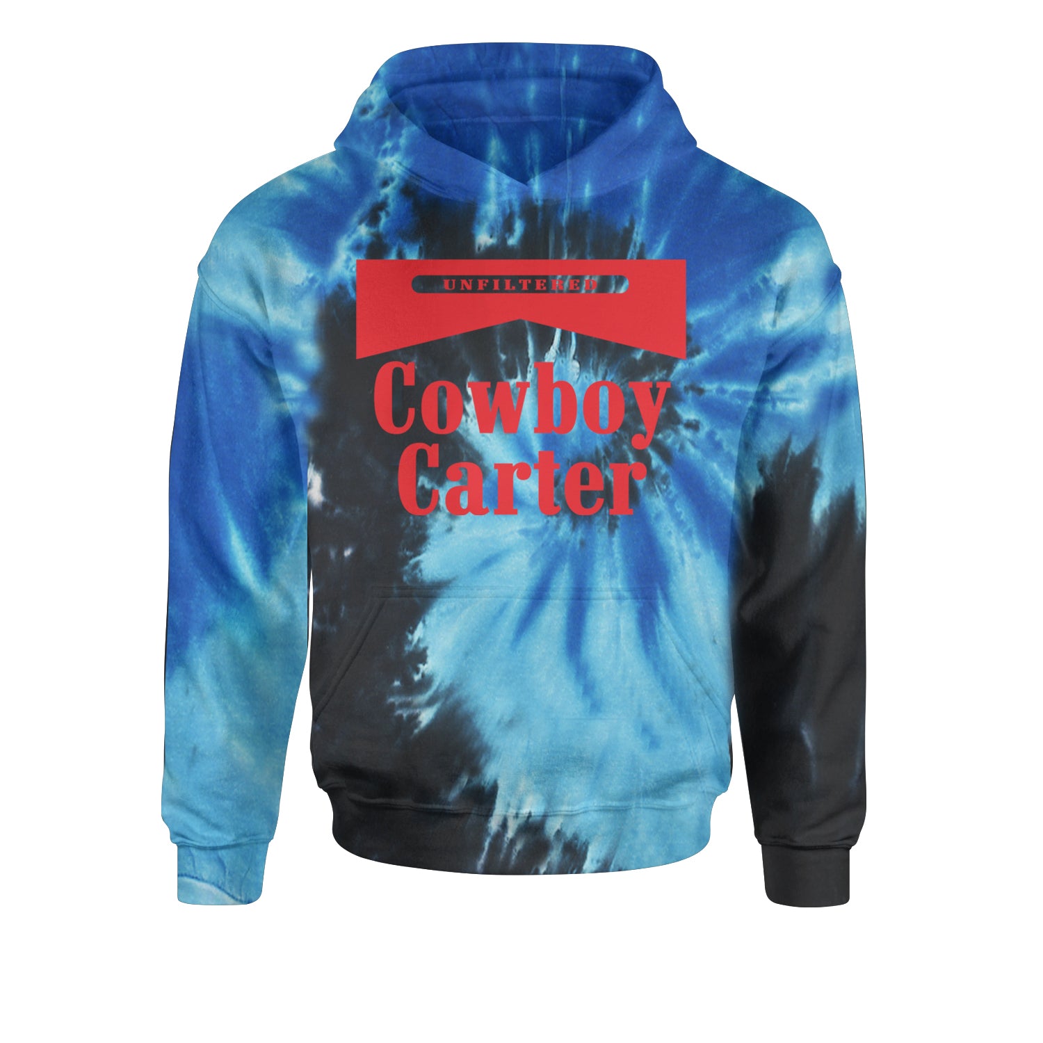 Cowboy Karter Country Act TwoYouth-Sized Hoodie Tie-Dye Blue Ocean