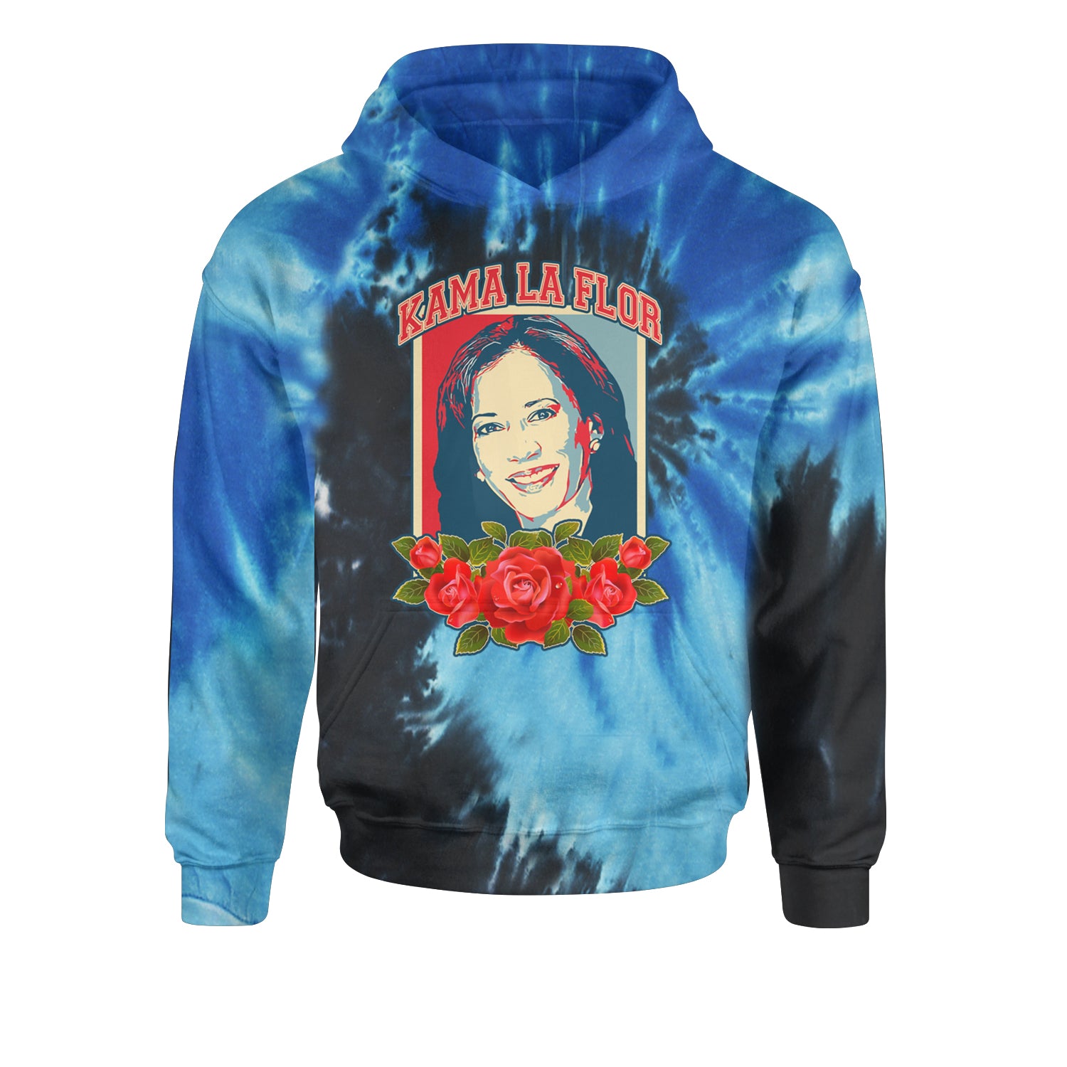 Kama La Flor Kamala Como La Flor Youth-Sized Hoodie Tie-Dye Blue Ocean