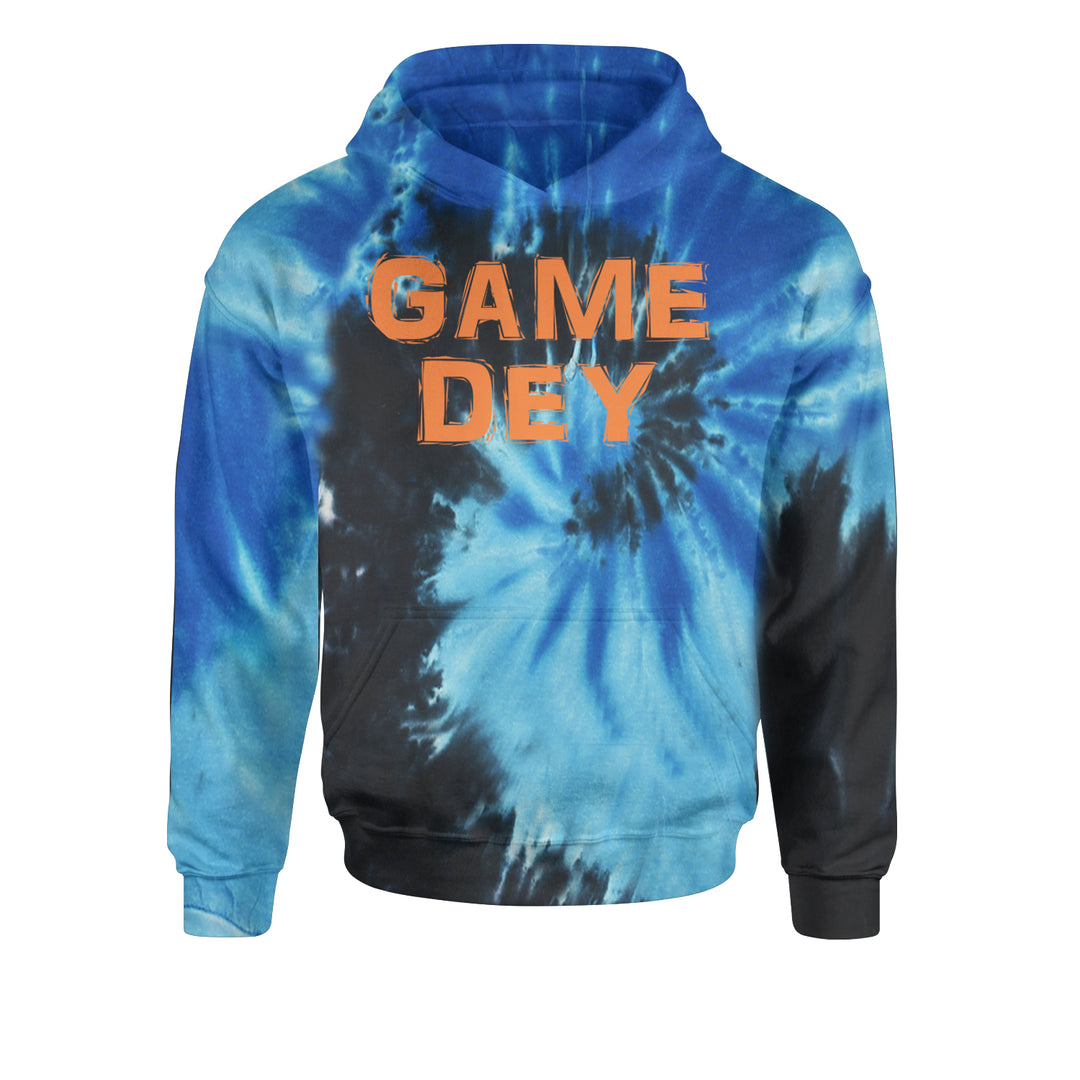 Game Dey Cincinnati Football Youth-Sized Hoodie Tie-Dye Blue Ocean