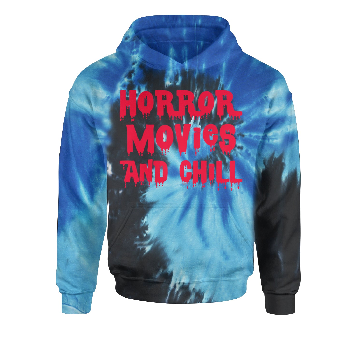 Horror Movies and ChillYouth-Sized Hoodie Tie-Dye Blue Ocean