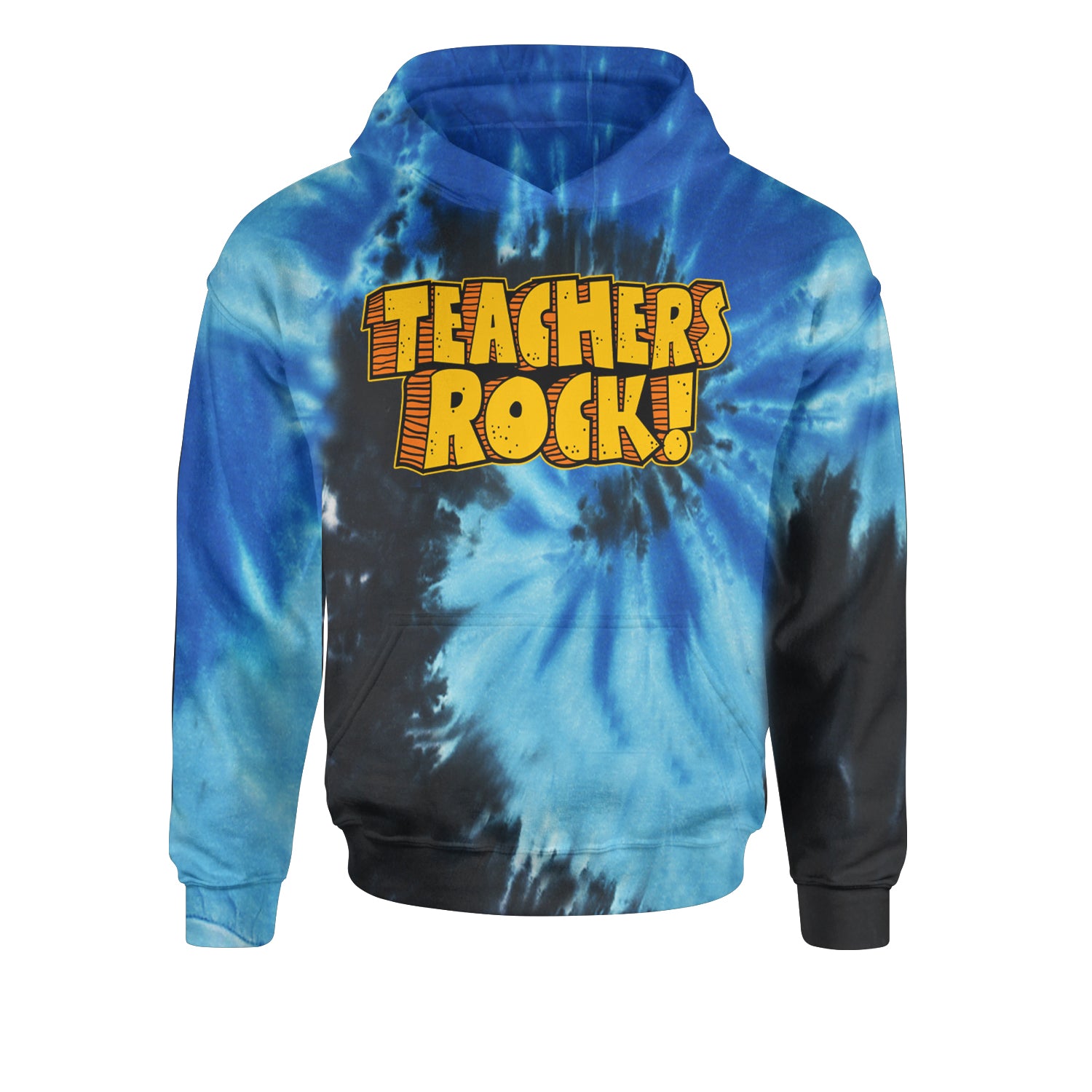 Teachers Rock RetroYouth-Sized Hoodie Tie-Dye Blue Ocean