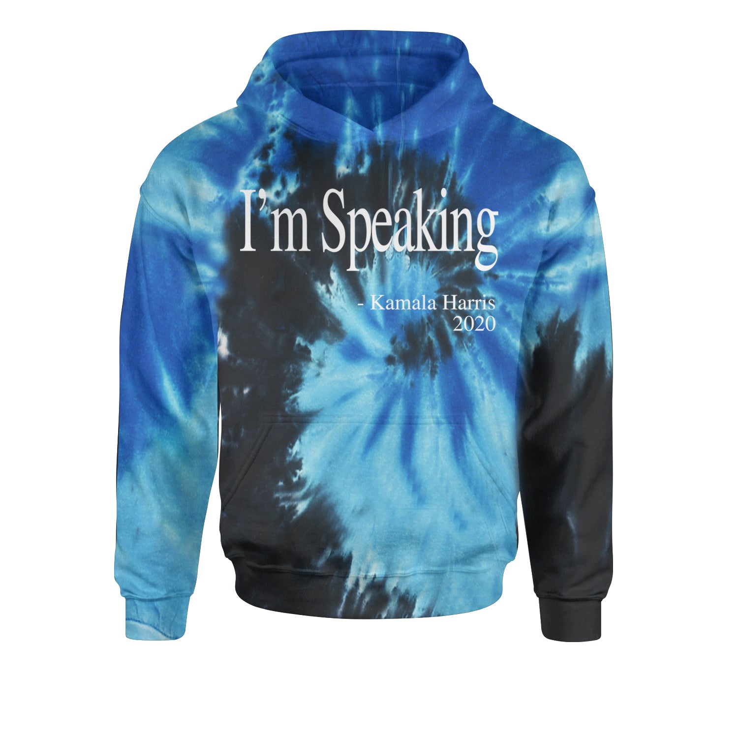 I'm Speaking - Kamala Harris Quote Youth-Sized Hoodie Tie-Dye Blue Ocean