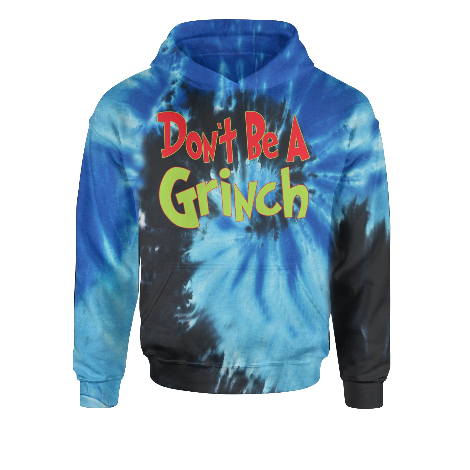 Don't Be A Gr-nch Jolly Grinchmas Merry ChristmasYouth-Sized Hoodie Tie-Dye Blue Ocean