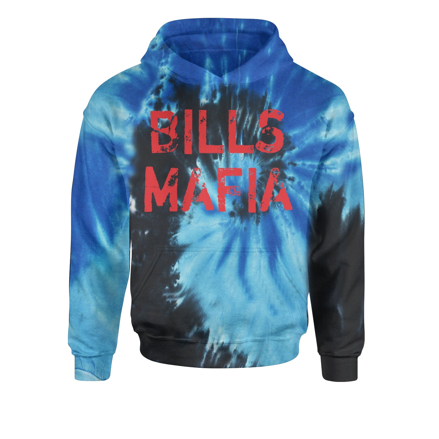 Distressed Bills Mafia Football Youth-Sized Hoodie Tie-Dye Blue Ocean