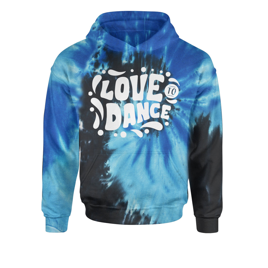 Love To Dance Youth-Sized Hoodie Tie-Dye Blue Ocean