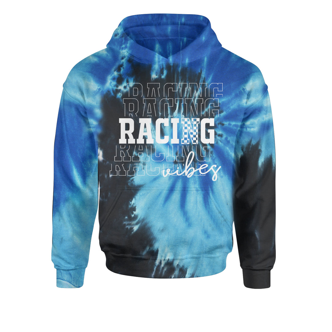 Racing Vibes Youth-Sized Hoodie Tie-Dye Blue Ocean