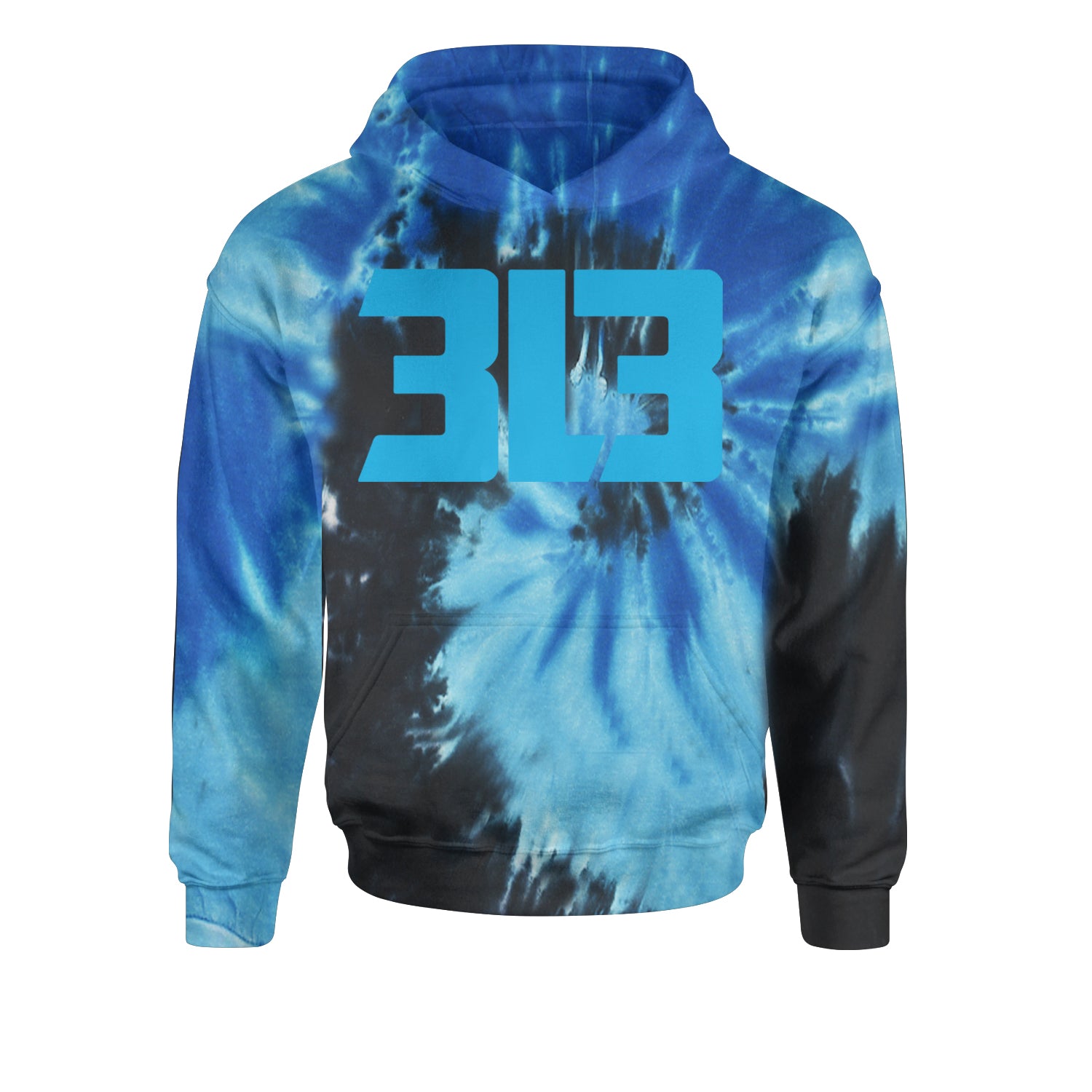 3L3 From The 313 Detroit Football Youth-Sized Hoodie Tie-Dye Blue Ocean