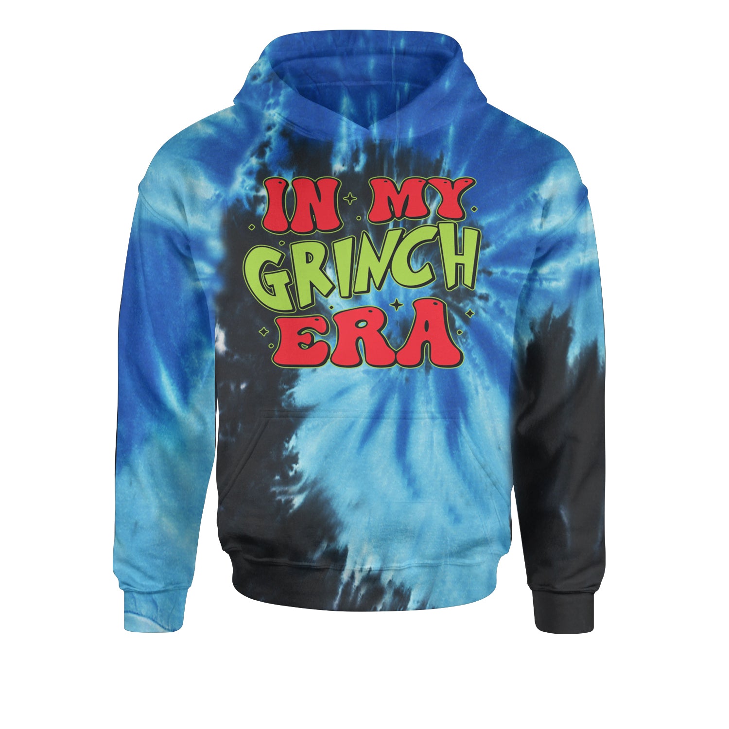 In My Gr-nch Era Jolly Merry ChristmasYouth-Sized Hoodie Tie-Dye Blue Ocean