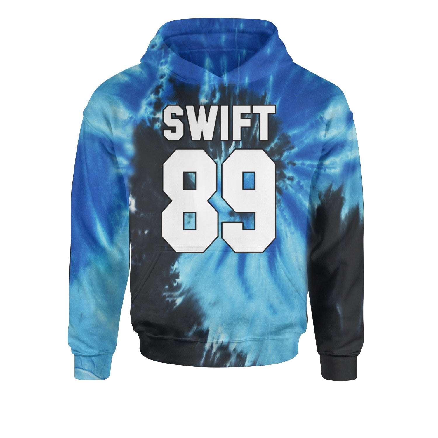 Swift 89 Birth Year Music Fan Era Poets Department Lover Youth-Sized Hoodie Tie-Dye Blue Ocean