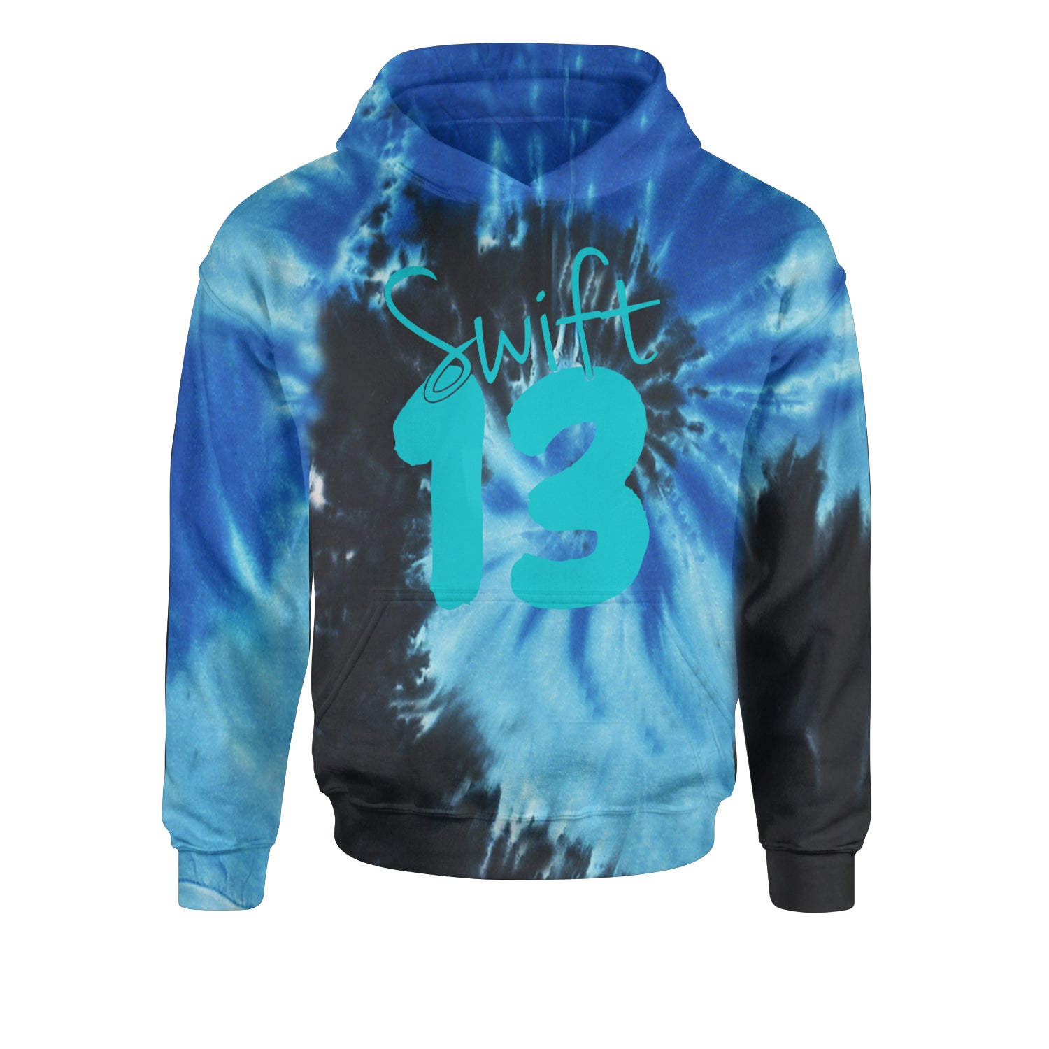 13 Swift 13 Lucky Number Era TTPD Youth-Sized Hoodie Tie-Dye Blue Ocean