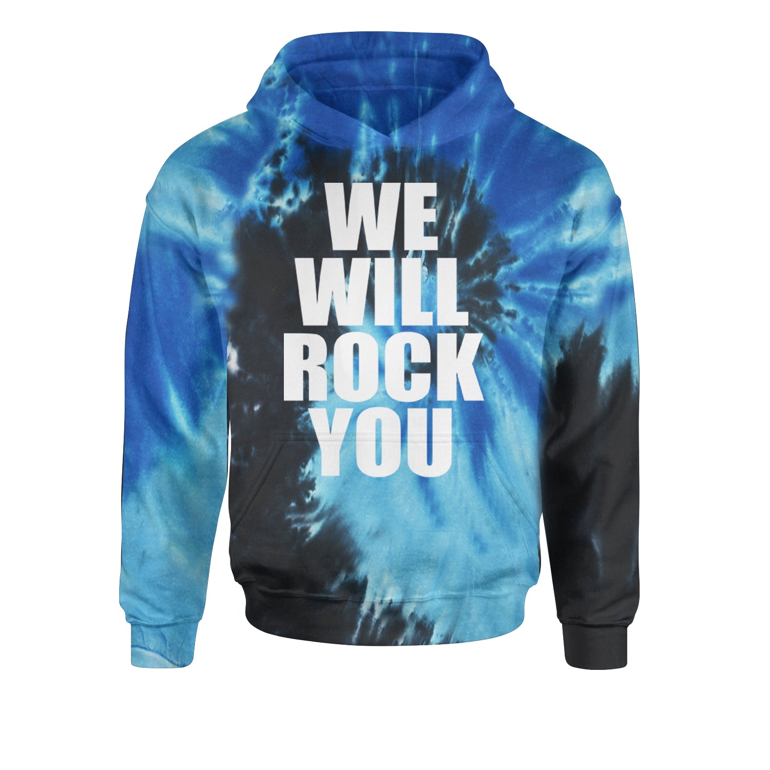 We Will Rock You Youth-Sized Hoodie Tie-Dye Blue Ocean