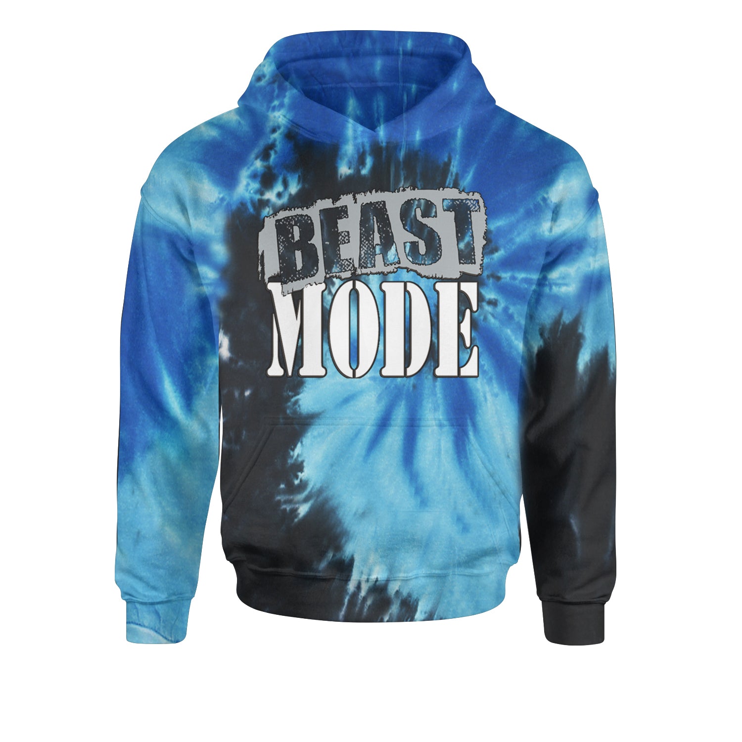 Beast Mode Training Gym Workout Youth-Sized Hoodie Tie-Dye Blue Ocean