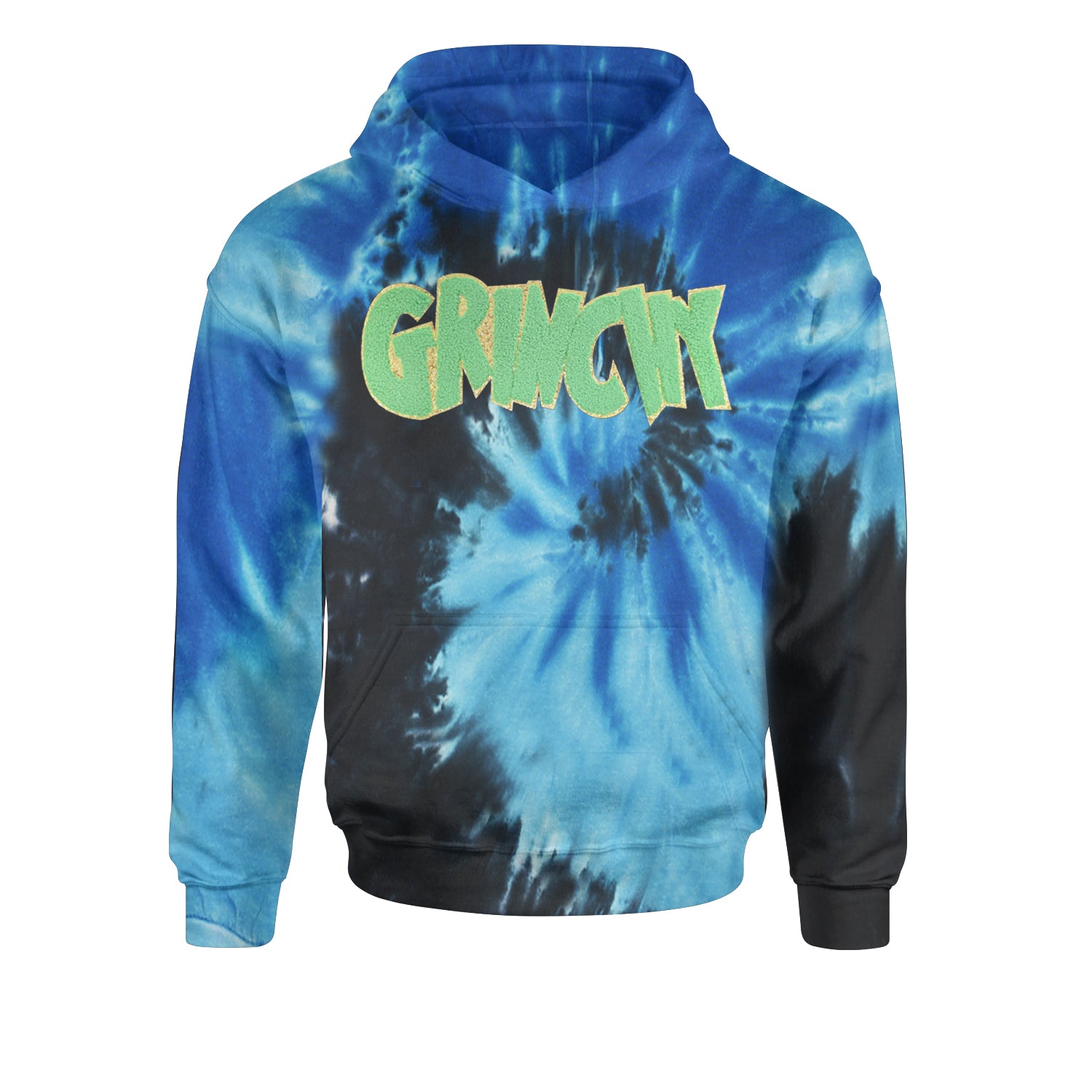 Green Gr-nchy Chenille PatchYouth-Sized Hoodie Tie-Dye Blue Ocean