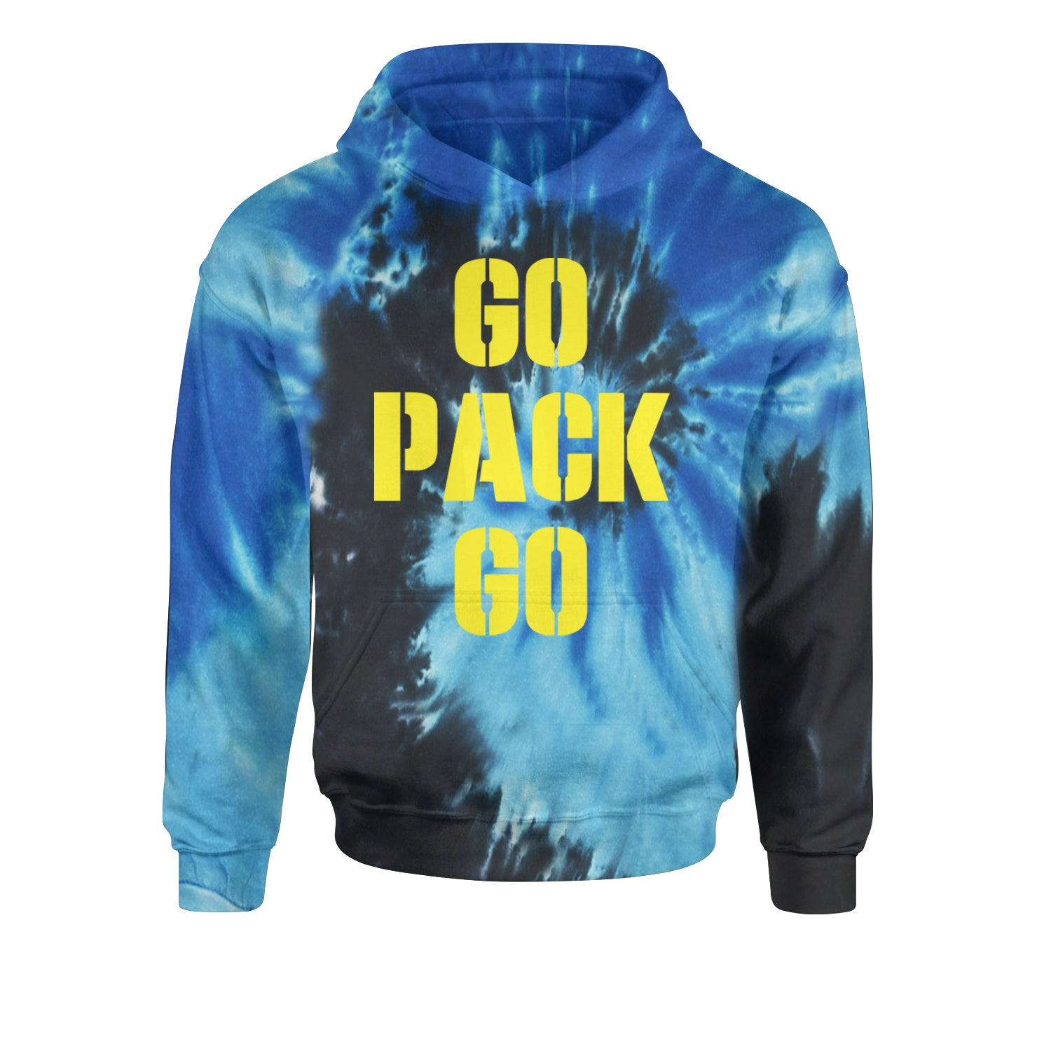 Go Pack Go Green Bay Youth-Sized Hoodie Tie-Dye Blue Ocean