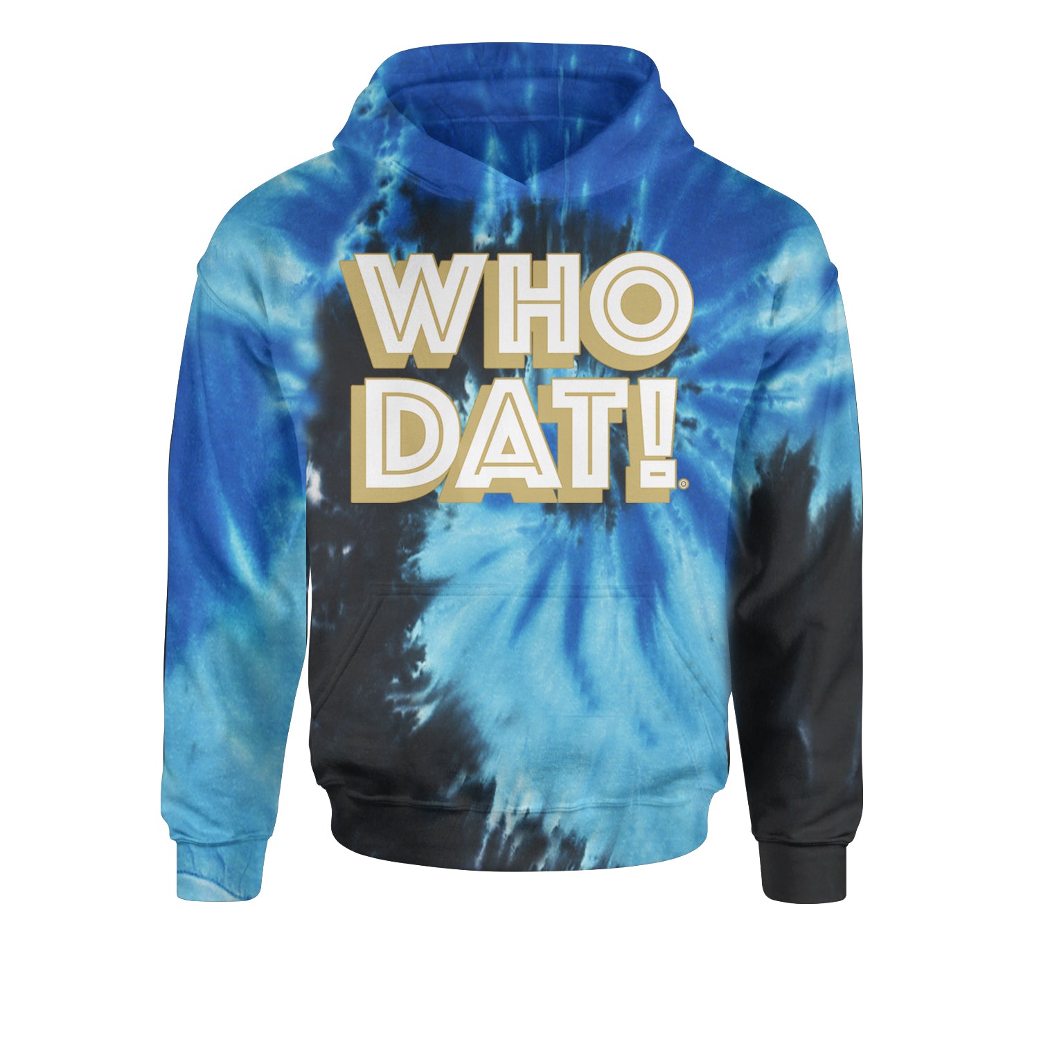 Who Dat Nation Big Bold New Orleans Youth-Sized Hoodie Tie-Dye Blue Ocean