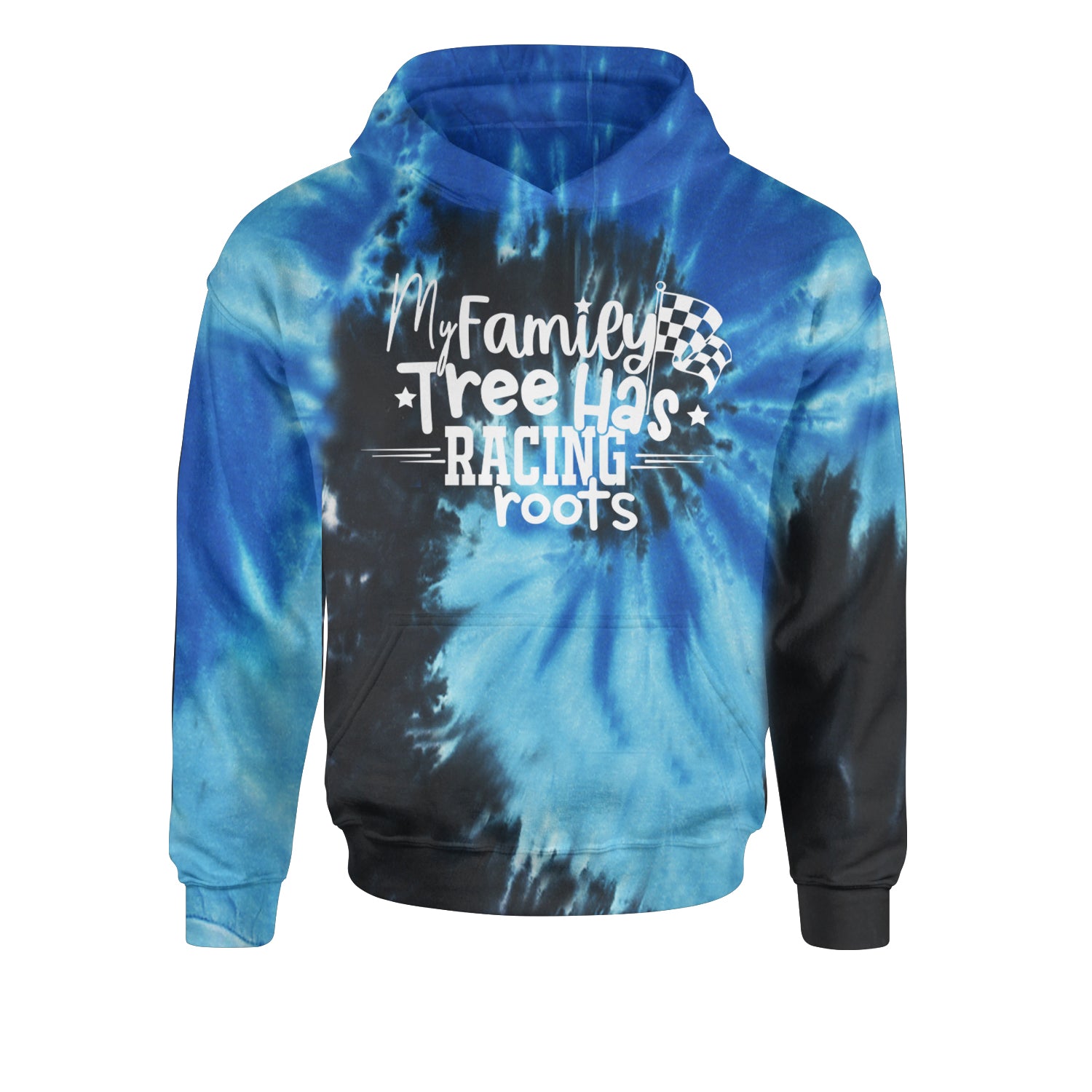 My Family Tree Has Racing Roots Youth-Sized Hoodie Tie-Dye Blue Ocean