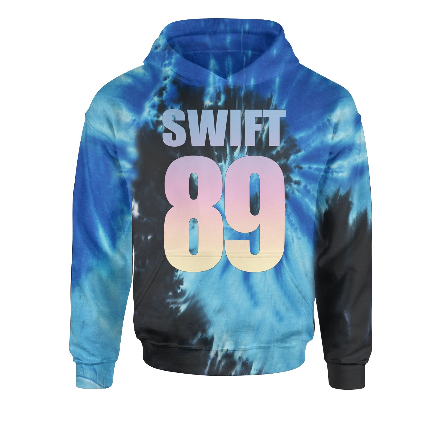 Lover Era Swift 89 Birth Year Music Fan TTPD Youth-Sized Hoodie Tie-Dye Blue Ocean