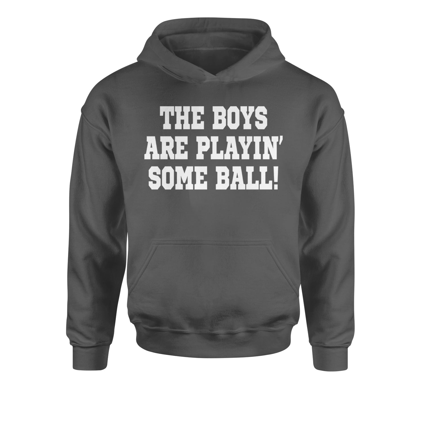 The Boys Are Playing Some Baseball Youth-Sized Hoodie Charcoal Grey