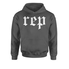 REP Reputation Eras Music Lover Gift Fan Favorite Youth-Sized Hoodie Charcoal Grey