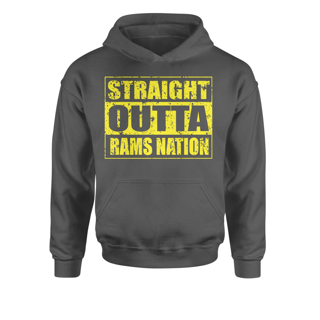 Straight Outta Rams Nation   Youth-Sized Hoodie Charcoal Grey