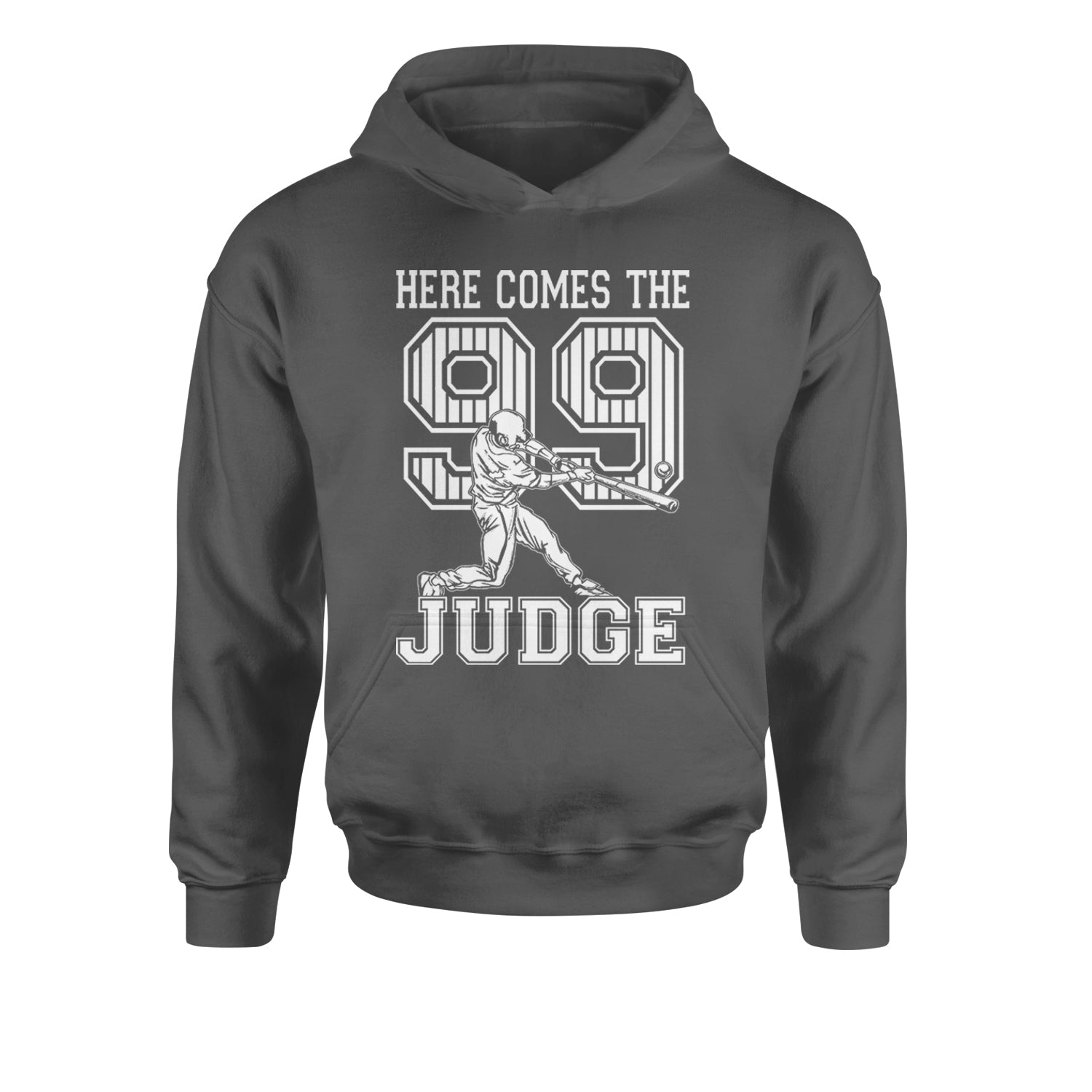 Here Comes The Judge 99 NY Baseball  Youth-Sized Hoodie Charcoal Grey