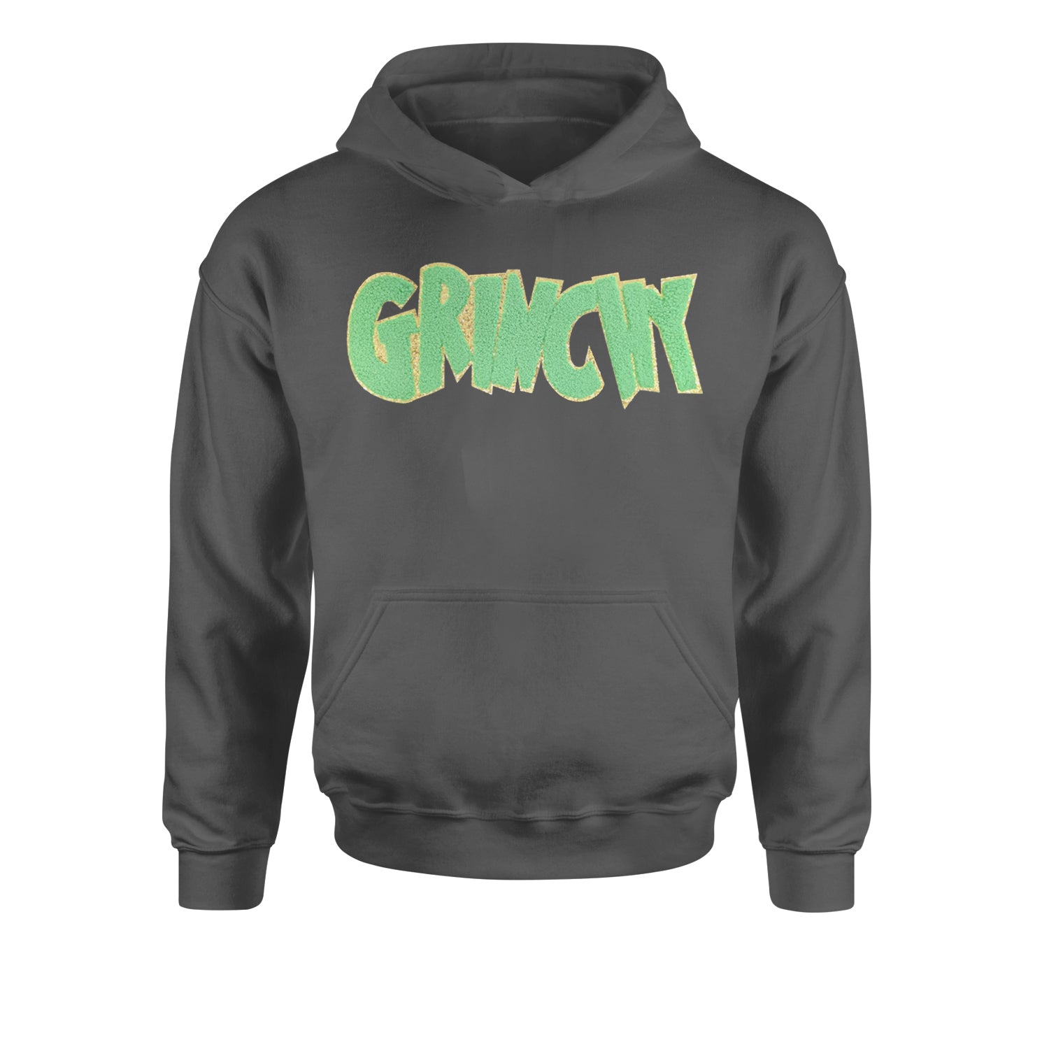 Green Gr-nchy Chenille PatchYouth-Sized Hoodie Black