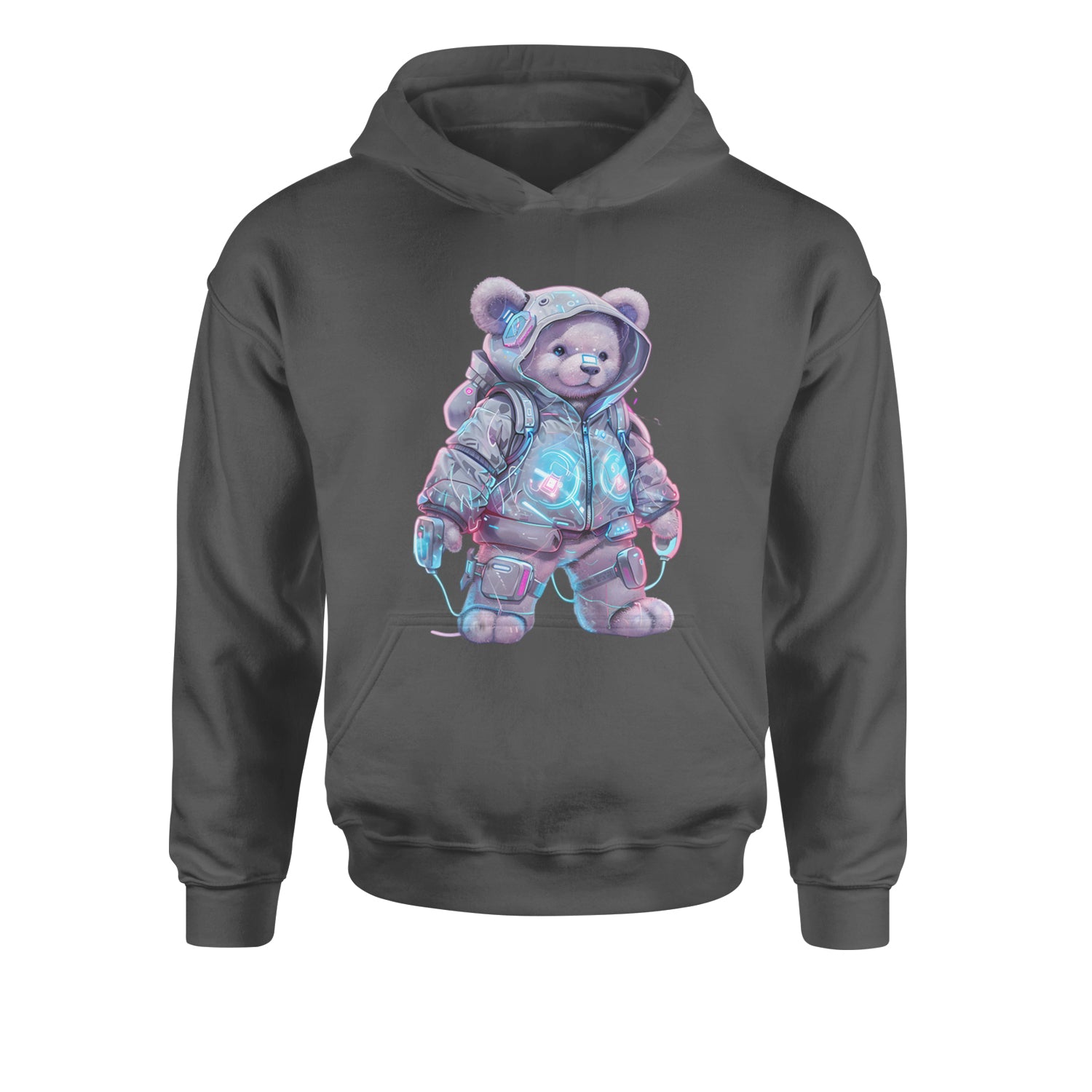 Cyberpunk Adventure Urban Graffiti BearYouth-Sized Hoodie Black