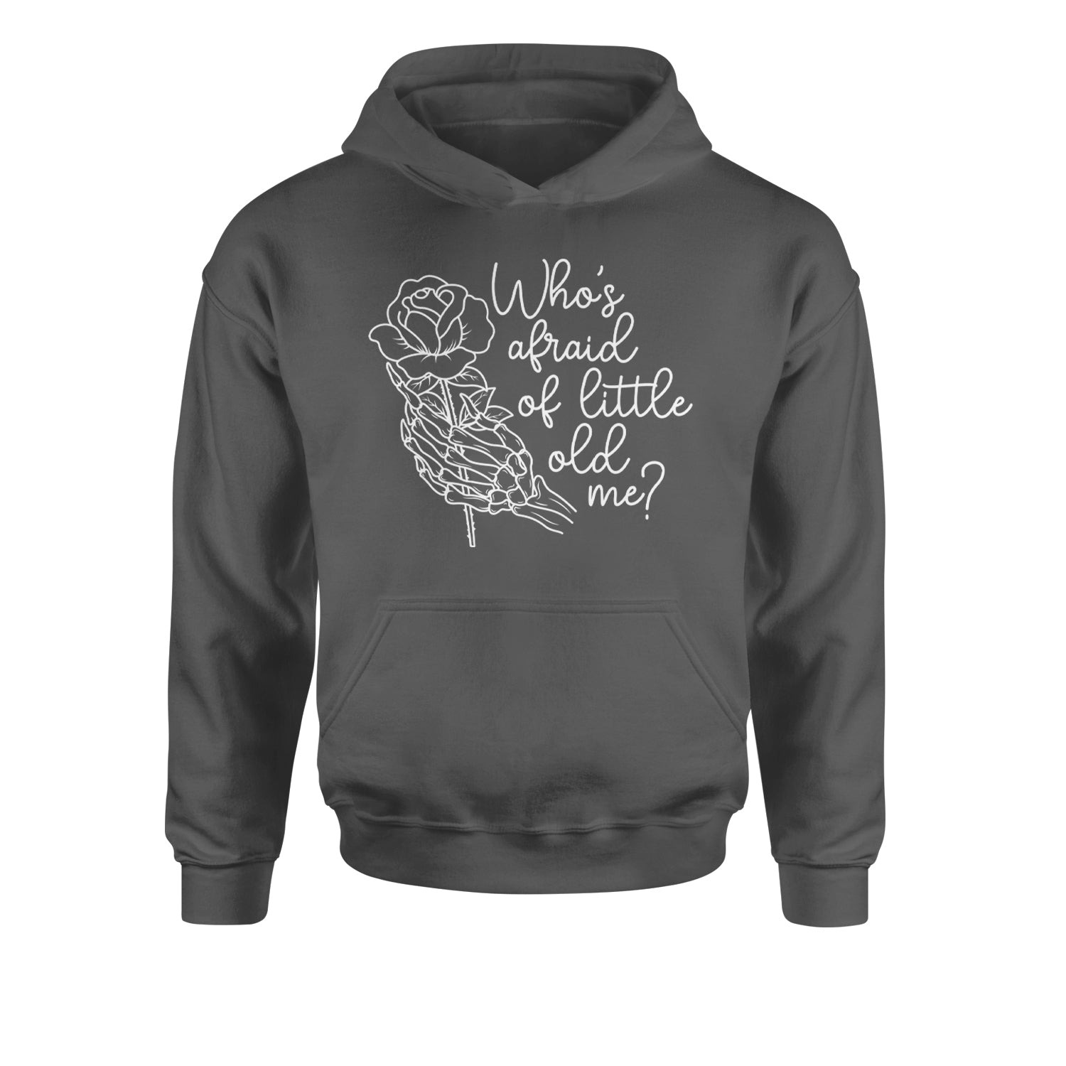 Who's Afraid Of Little Old Me Rose Skeleton Hand Youth-Sized Hoodie Black