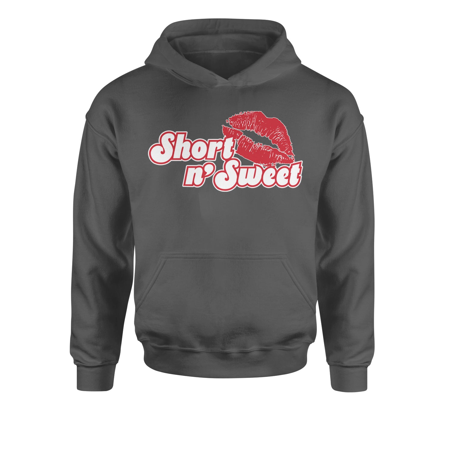 Short N' Sweet Red LipsYouth-Sized Hoodie Charcoal Grey