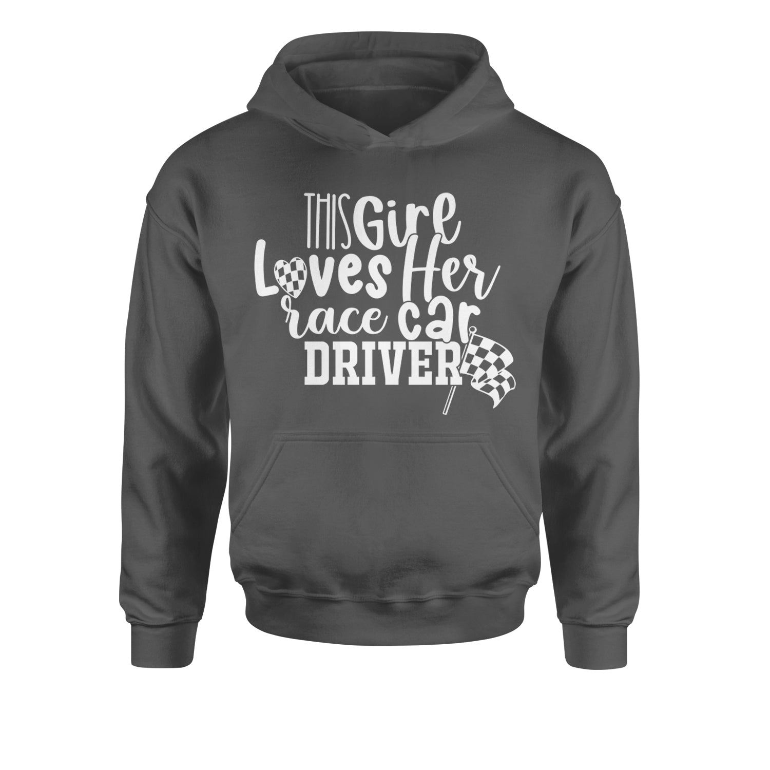 This Girl Loves Her Racecar Driver Youth-Sized Hoodie Charcoal Grey