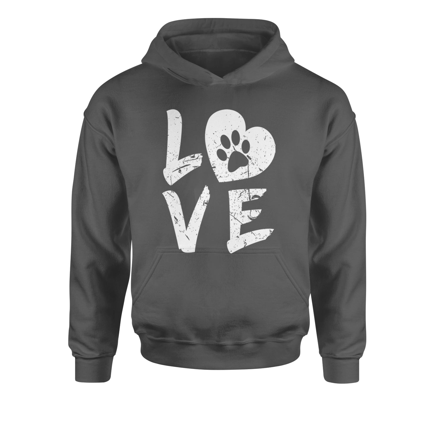 I Love My Dog Paw Print  Youth-Sized Hoodie Black