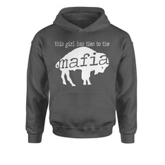 This Girl Has Ties To The Bills Mafia Youth-Sized Hoodie Charcoal Grey