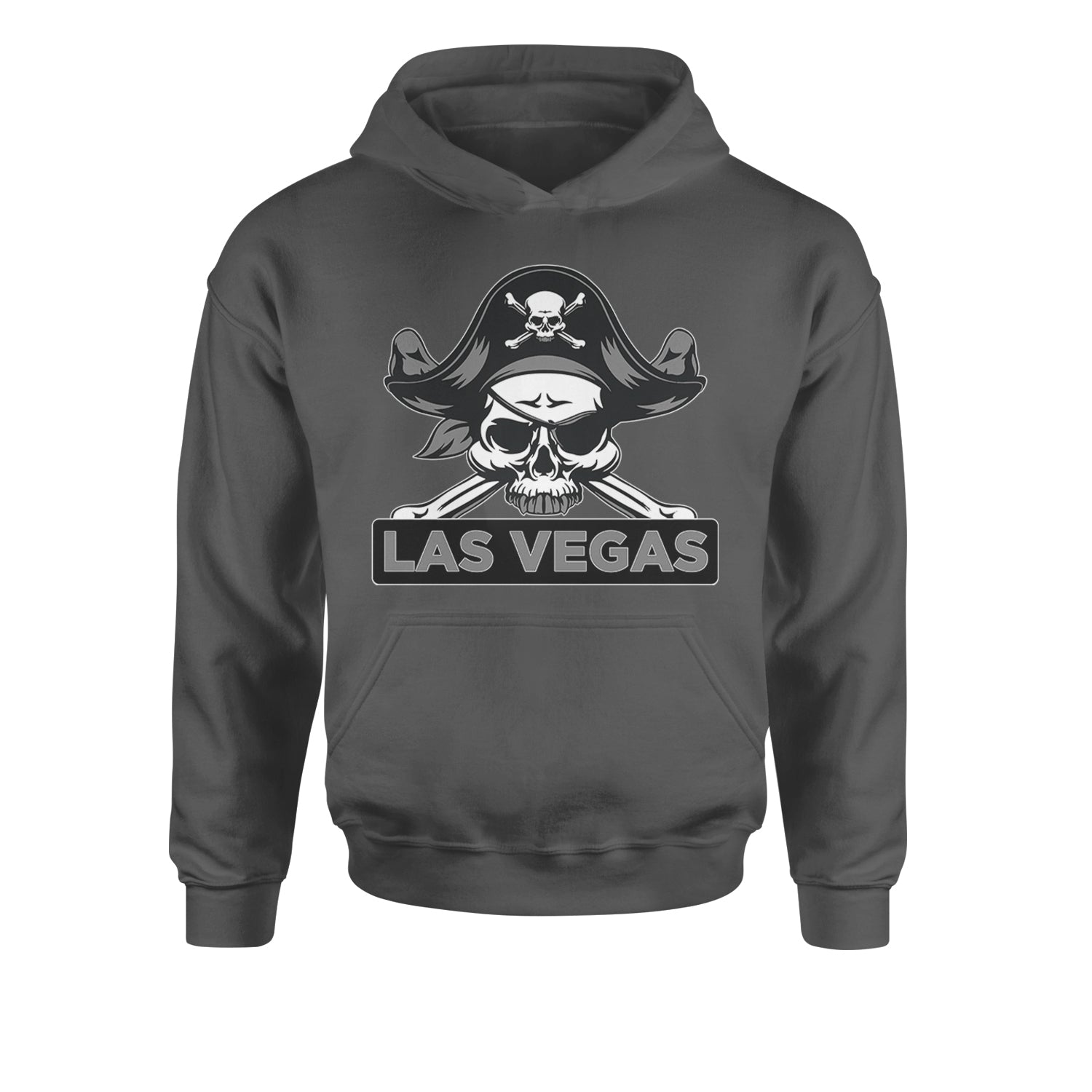 Raider Skull Straight Outta Las Vegas Youth-Sized Hoodie Charcoal Grey