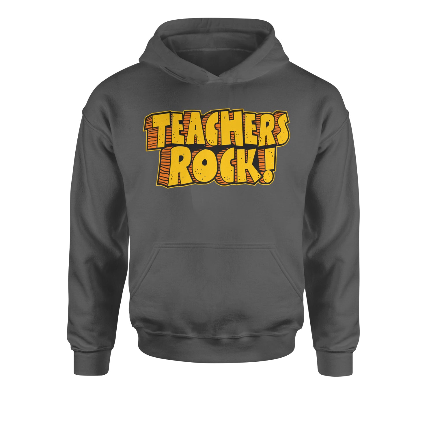 Teachers Rock RetroYouth-Sized Hoodie Charcoal Grey