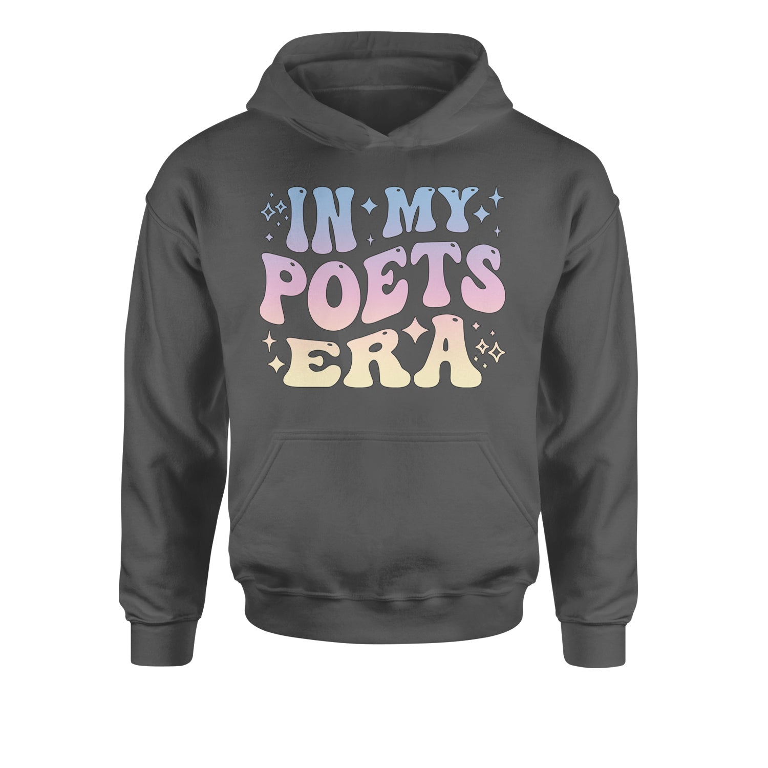 In My Poet Era Tie Dye TTPD Music Youth-Sized Hoodie Charcoal Grey